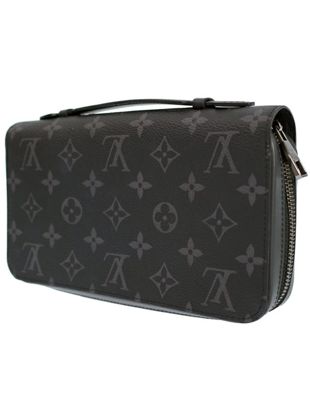Louis Vuitton Zippy Long Black Zipper Monogram Wallet Eclipse Round Black